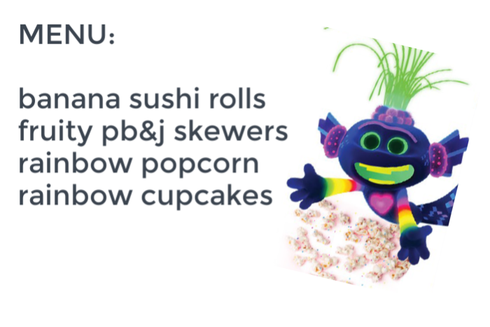 trolls snacks menu