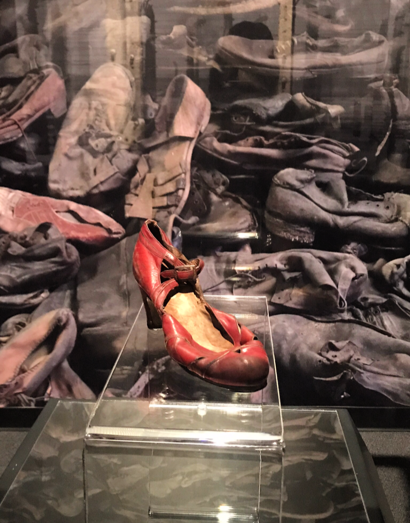 Auschwitz Exhibition in NY- red shoes 